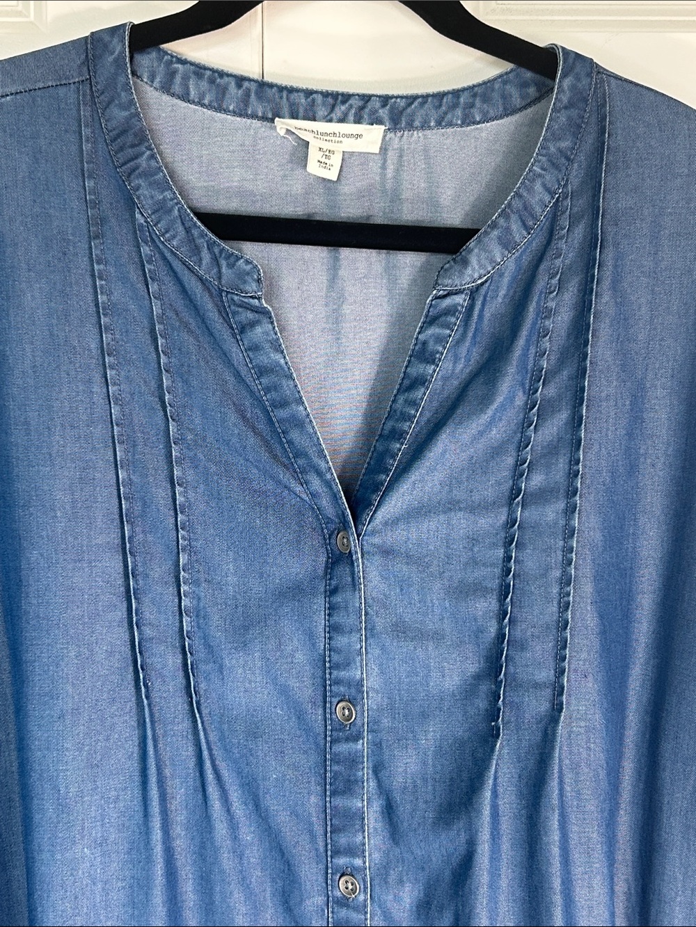 beachlunchlounge Denim Button-Front Blue Midi Dress - Picture 5 of 7